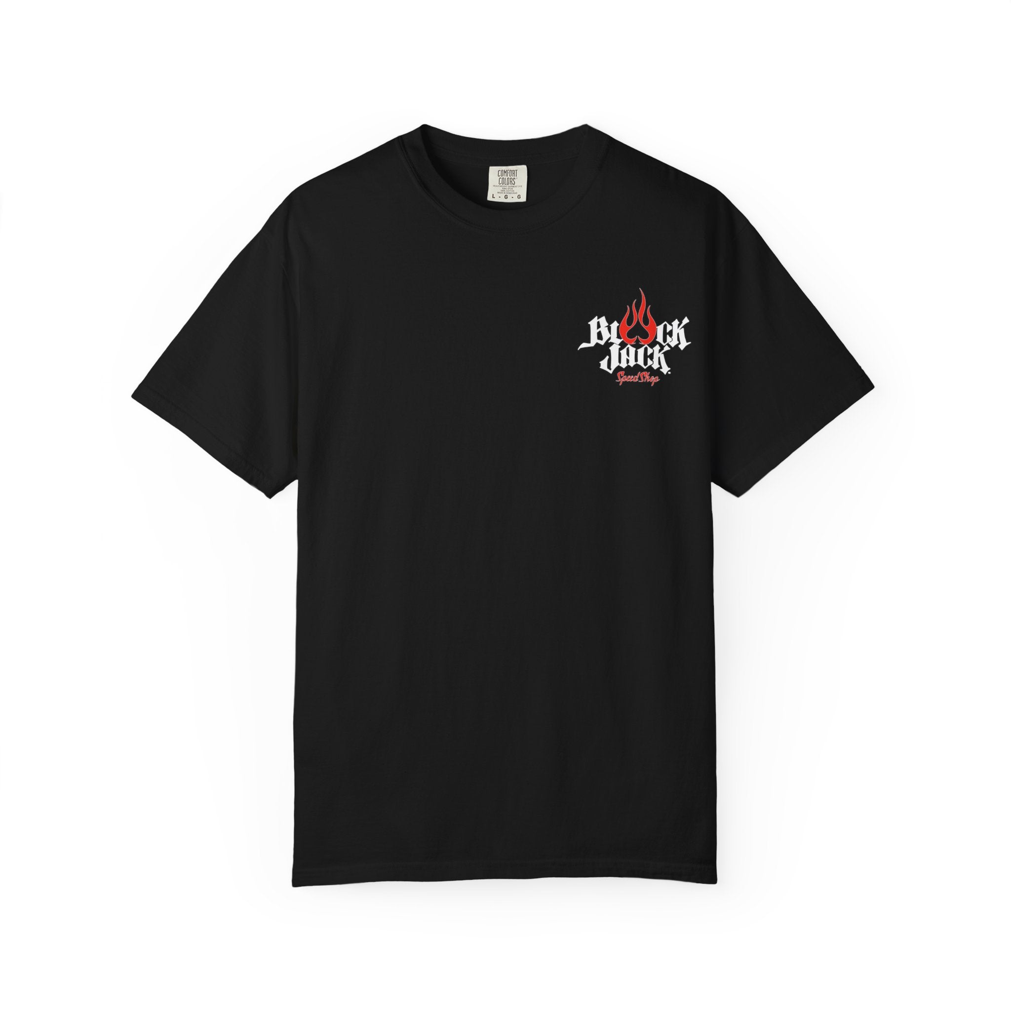 Blackjack Speedshop T-Shirt — Racing Cards & Flame Logo Tee