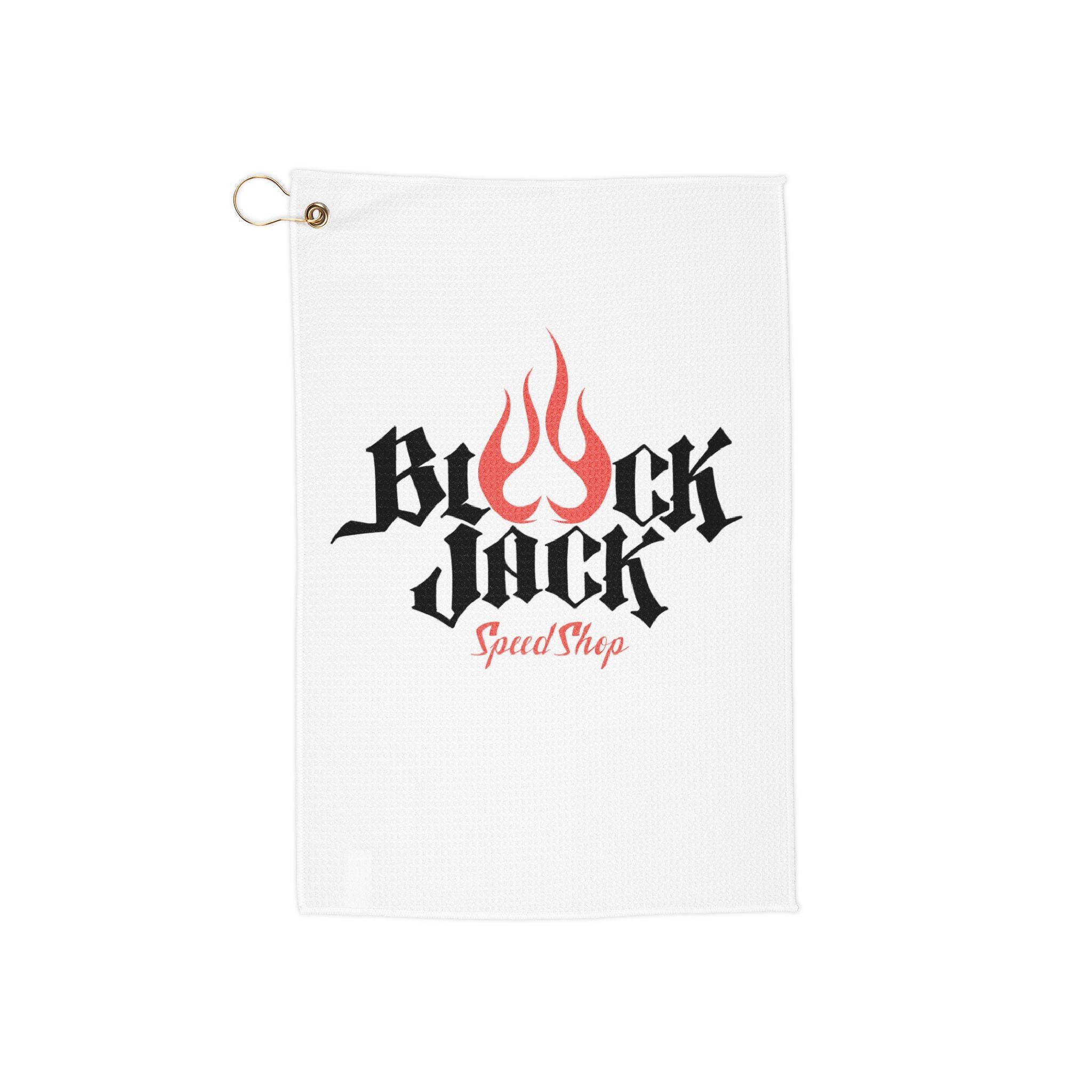 Golf Towel - Blackjack Speed Shop Flame Logo Microfiber Towel with Grommet Hook
