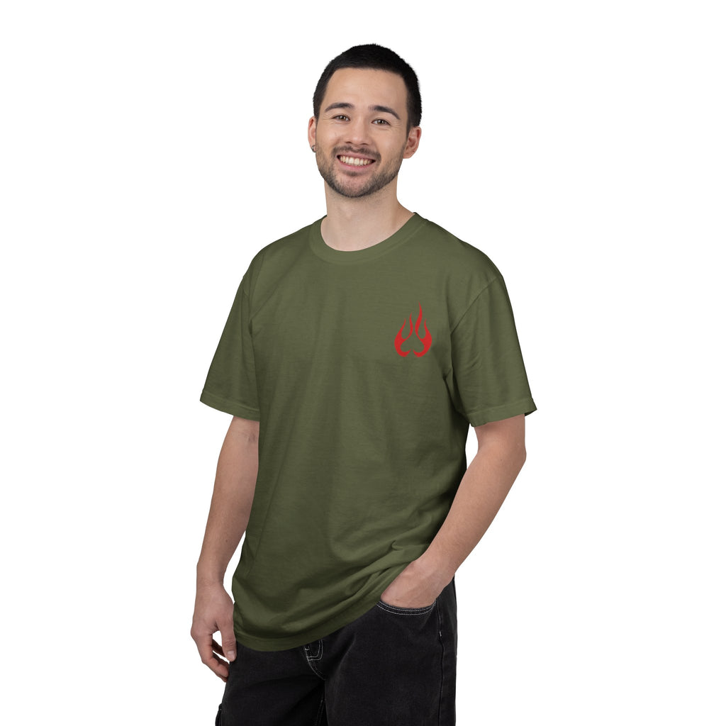 Blackjack Speed Shop T-Shirt — Retro Stripes & Flame Logo
