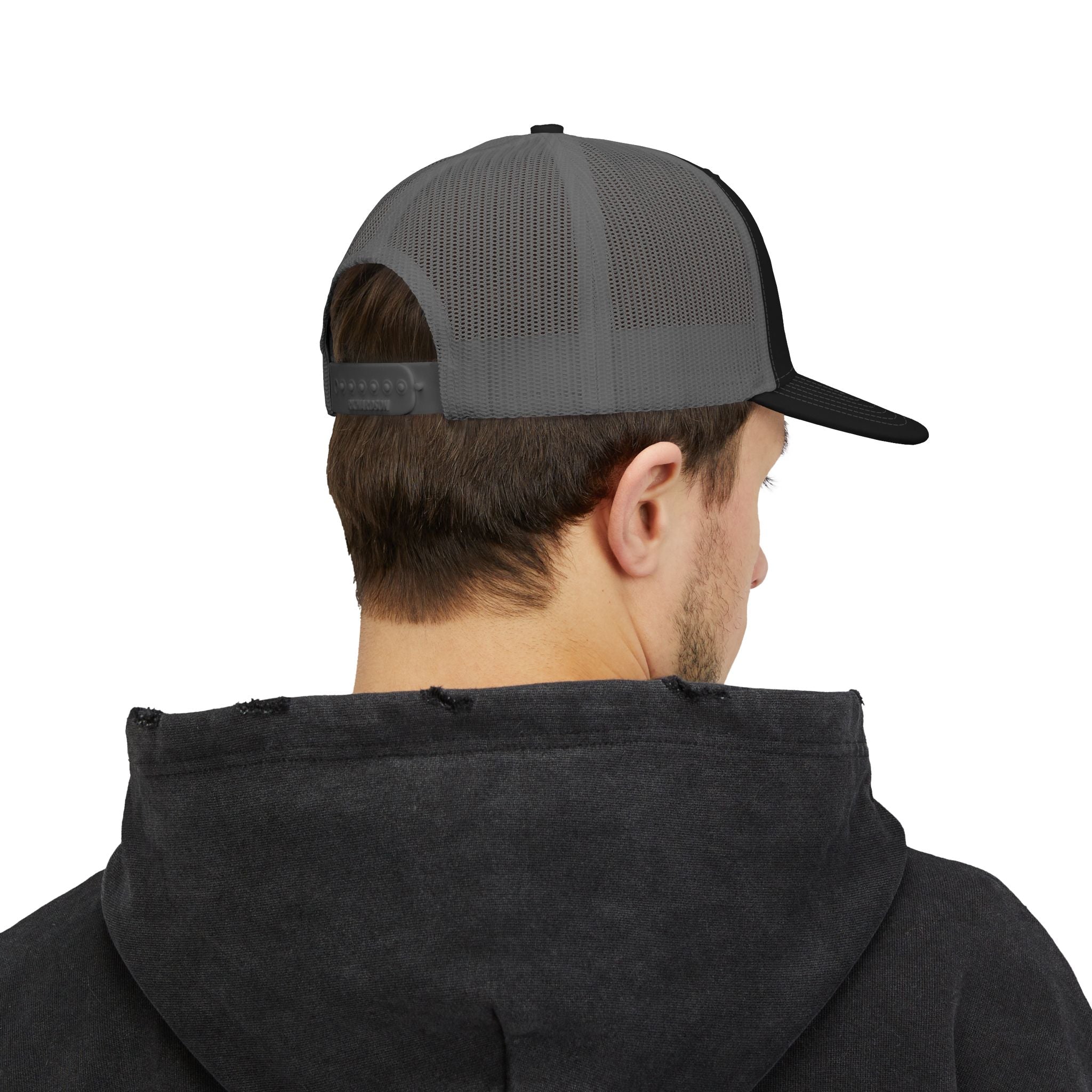 Flame Patch Trucker Cap — Retro Red Fire Embroidered Snapback