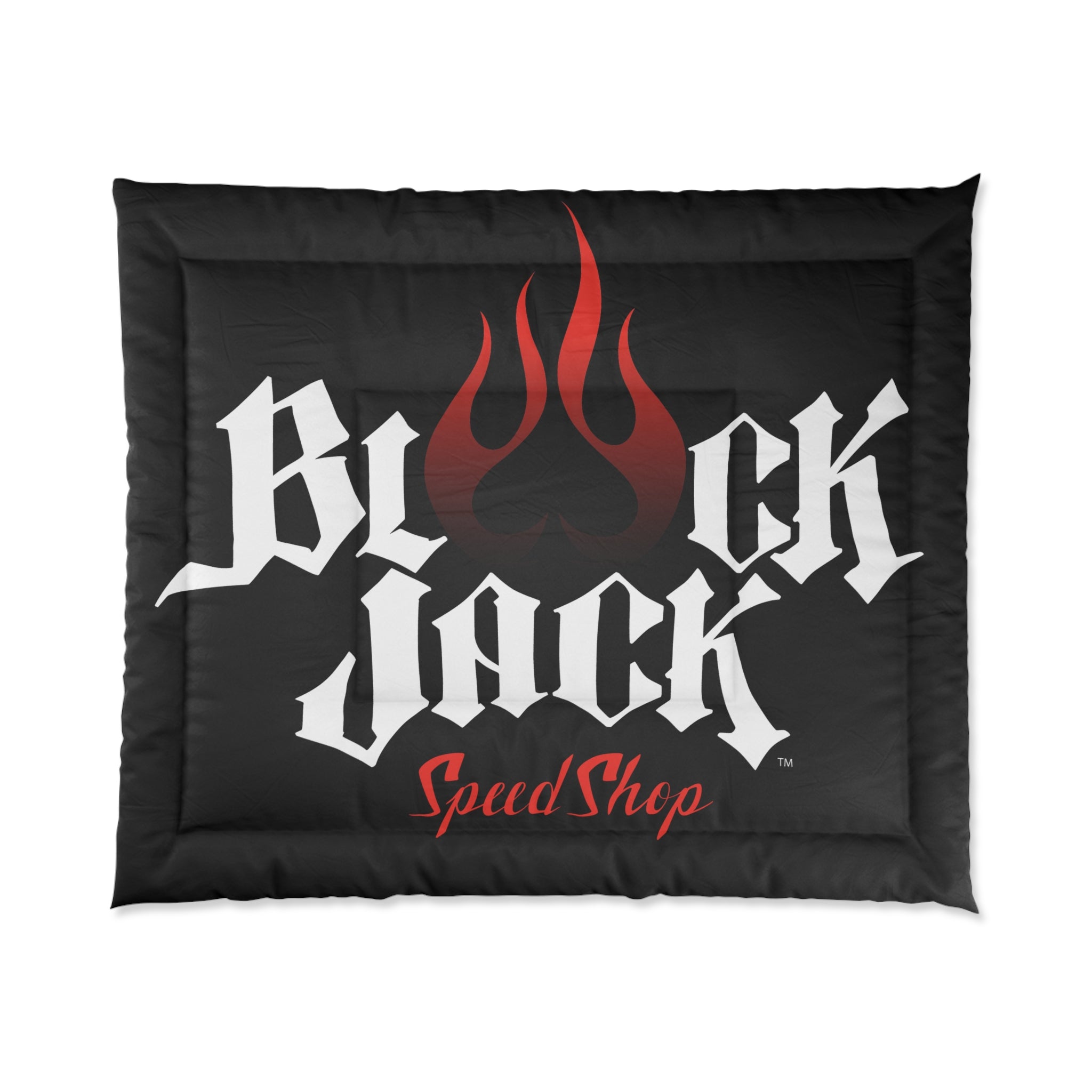 Black Jack Speed Shop Comforter - Flame Racing Logo Bedding