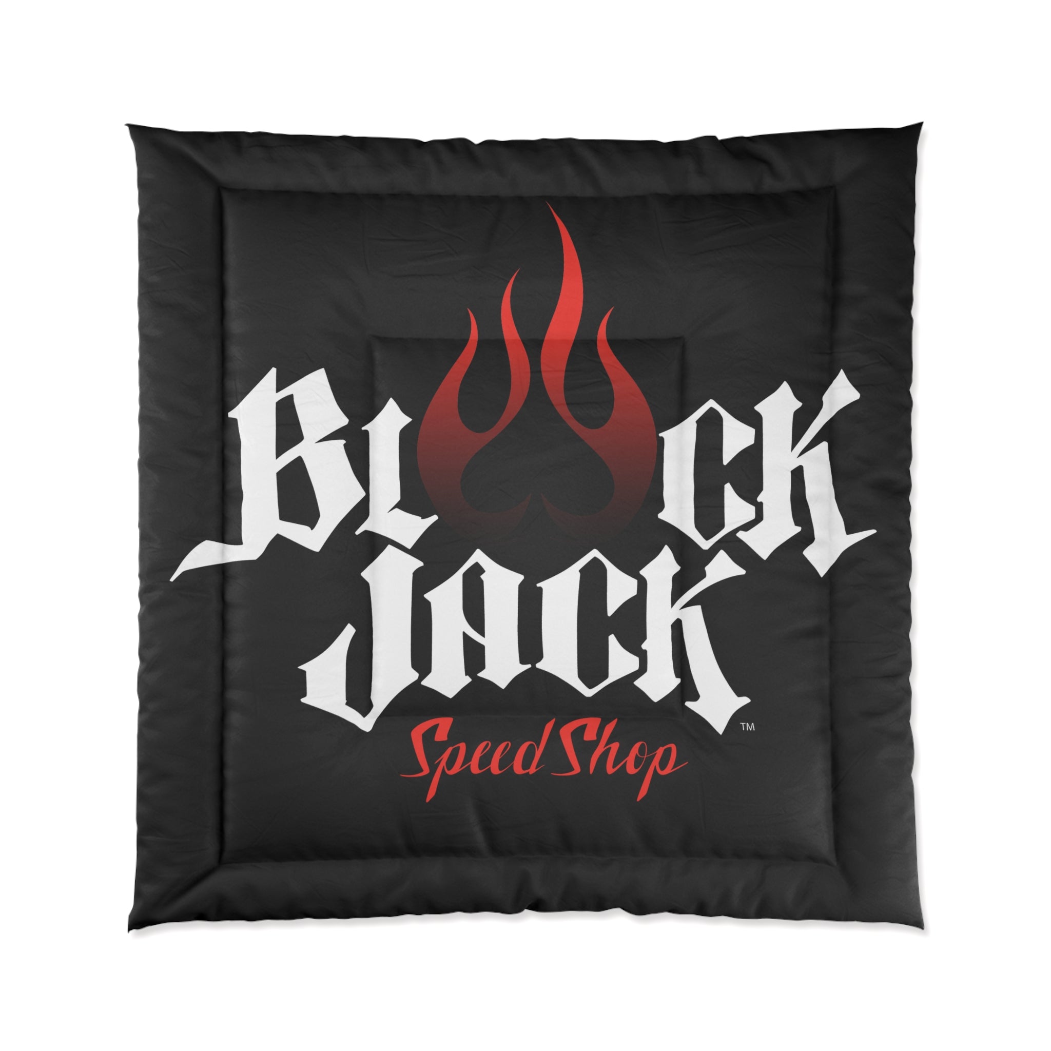 Black Jack Speed Shop Comforter - Flame Racing Logo Bedding