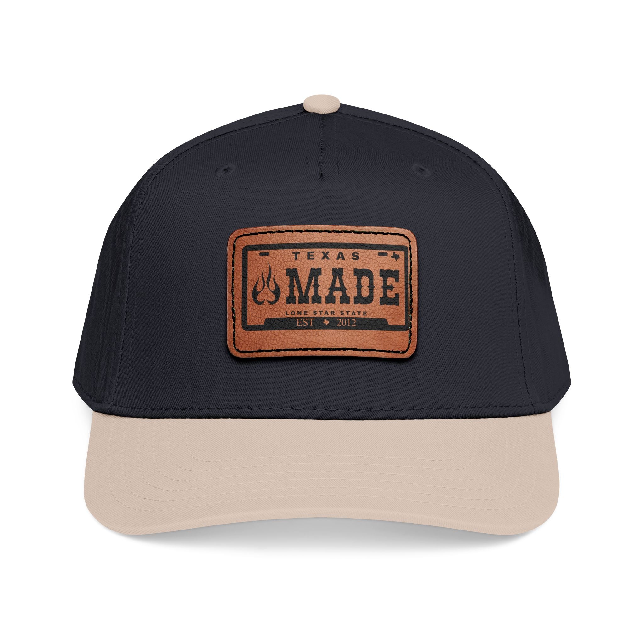 Mid Profile Baseball Cap with Leather Patch (Rectangle)