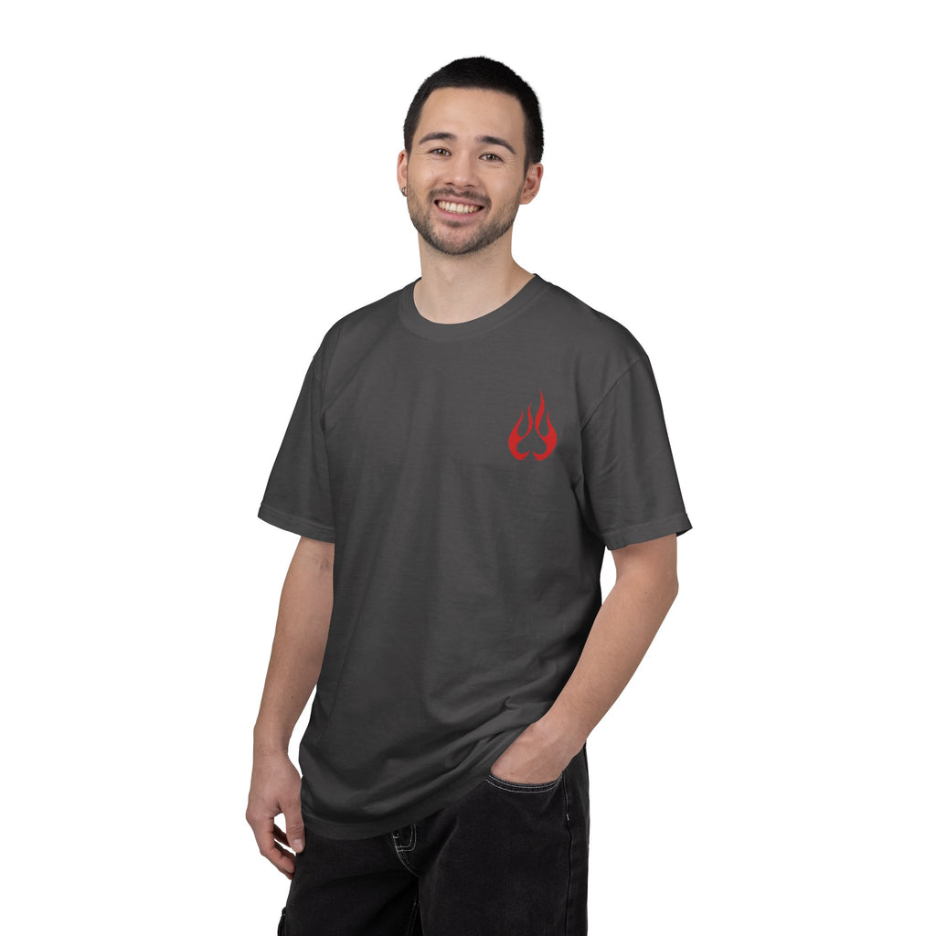 Blackjack Speed Shop T-Shirt — Retro Stripes & Flame Logo