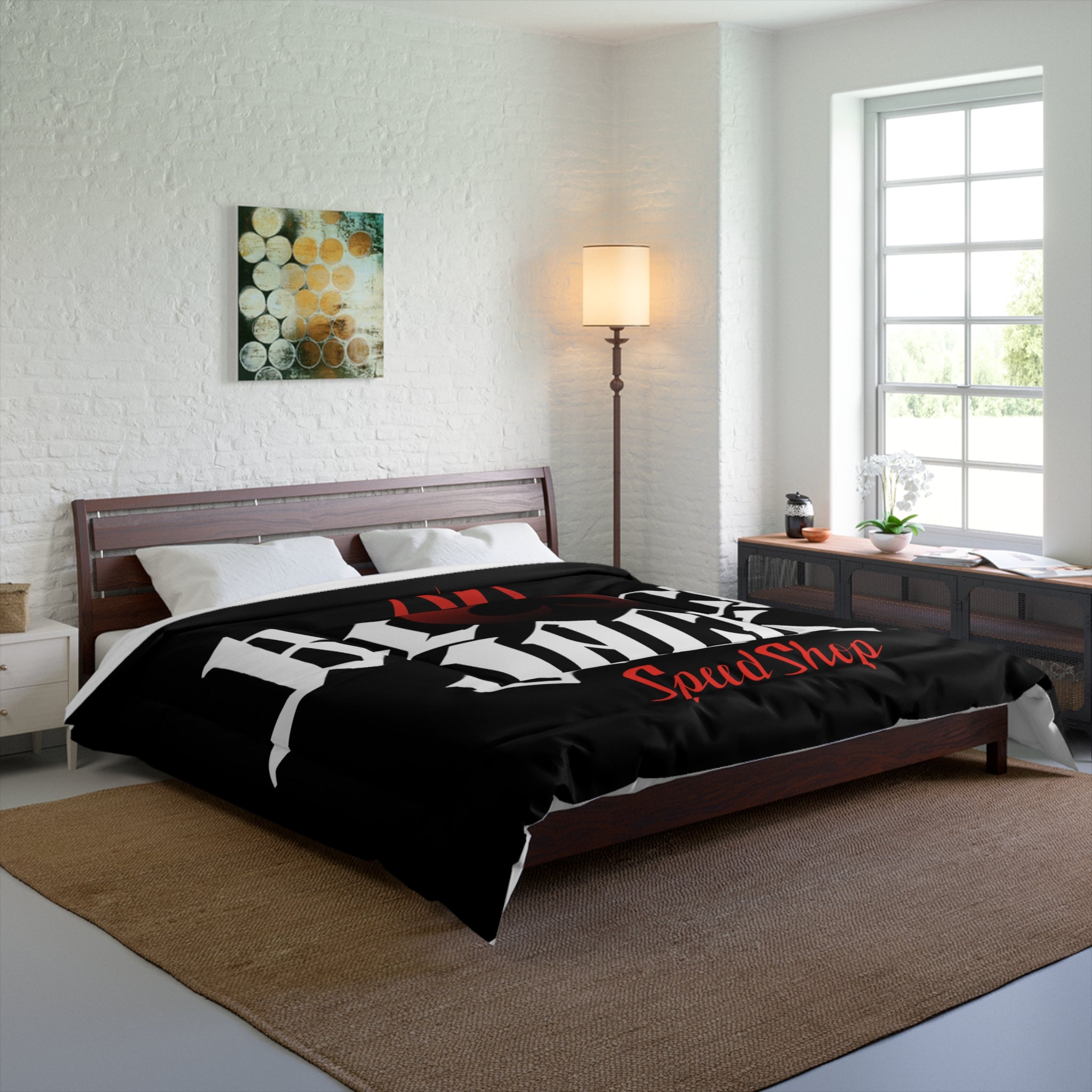 Black Jack Speed Shop Comforter - Flame Racing Logo Bedding