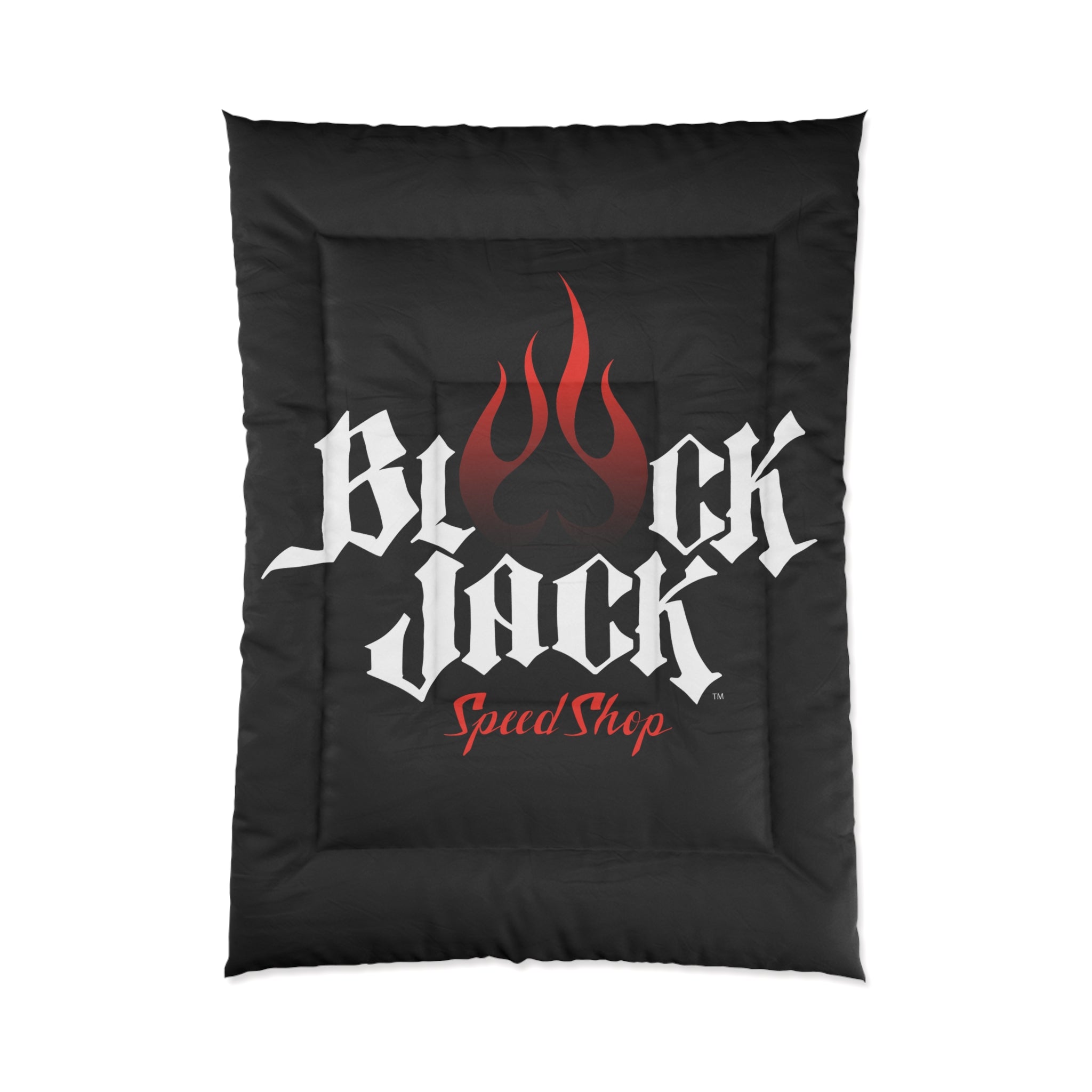 Black Jack Speed Shop Comforter - Flame Racing Logo Bedding