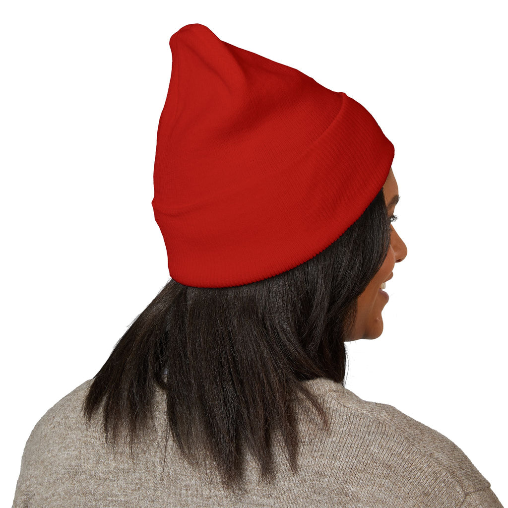 Embroidered Flame Cuffed Beanie – Minimalist Winter Knit Hat