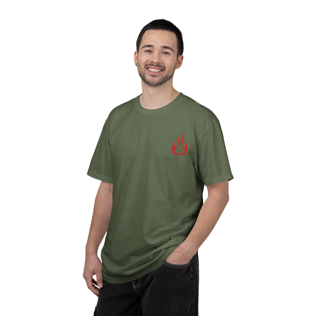 Blackjack Speed Shop T-Shirt — Retro Stripes & Flame Logo