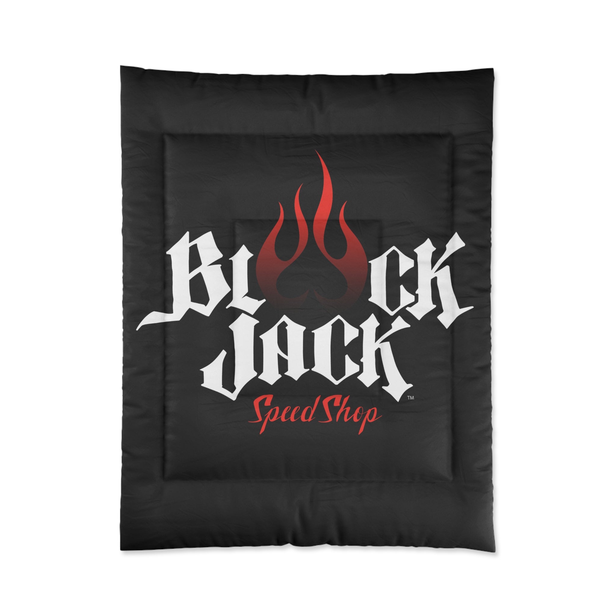 Black Jack Speed Shop Comforter - Flame Racing Logo Bedding