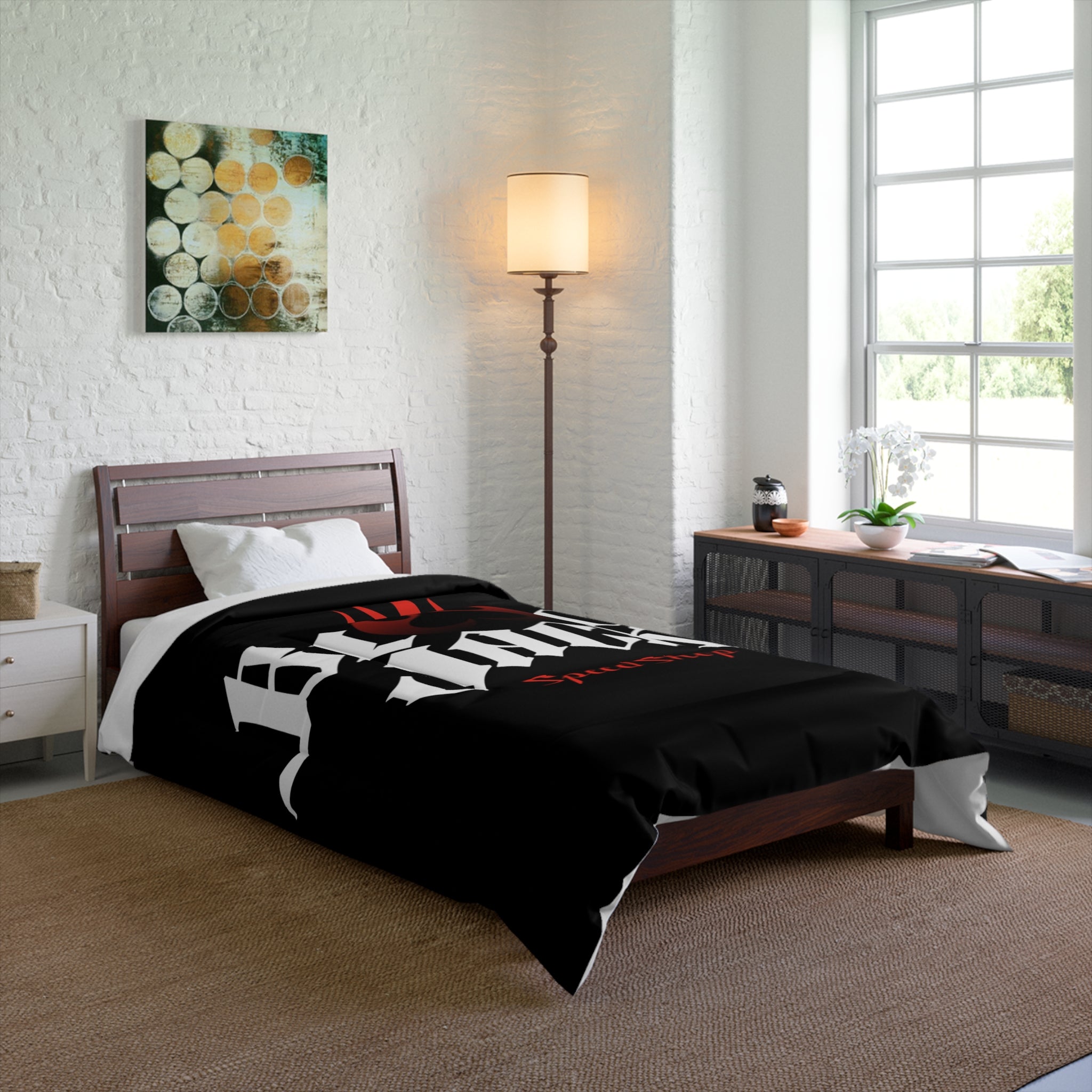 Black Jack Speed Shop Comforter - Flame Racing Logo Bedding