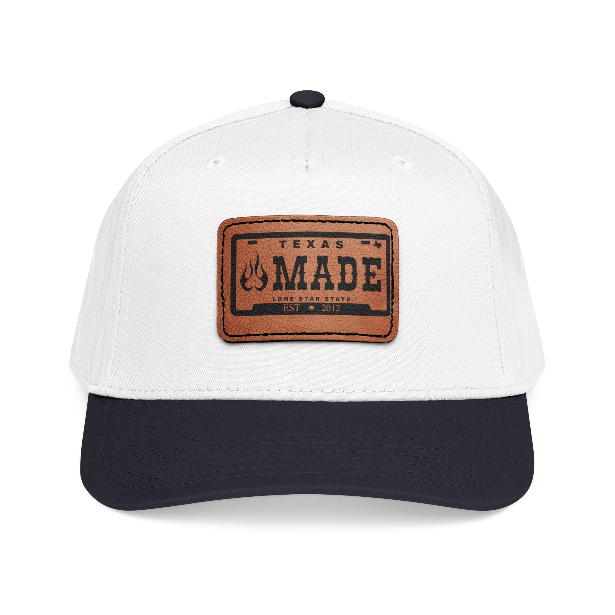 Mid Profile Baseball Cap with Leather Patch (Rectangle)