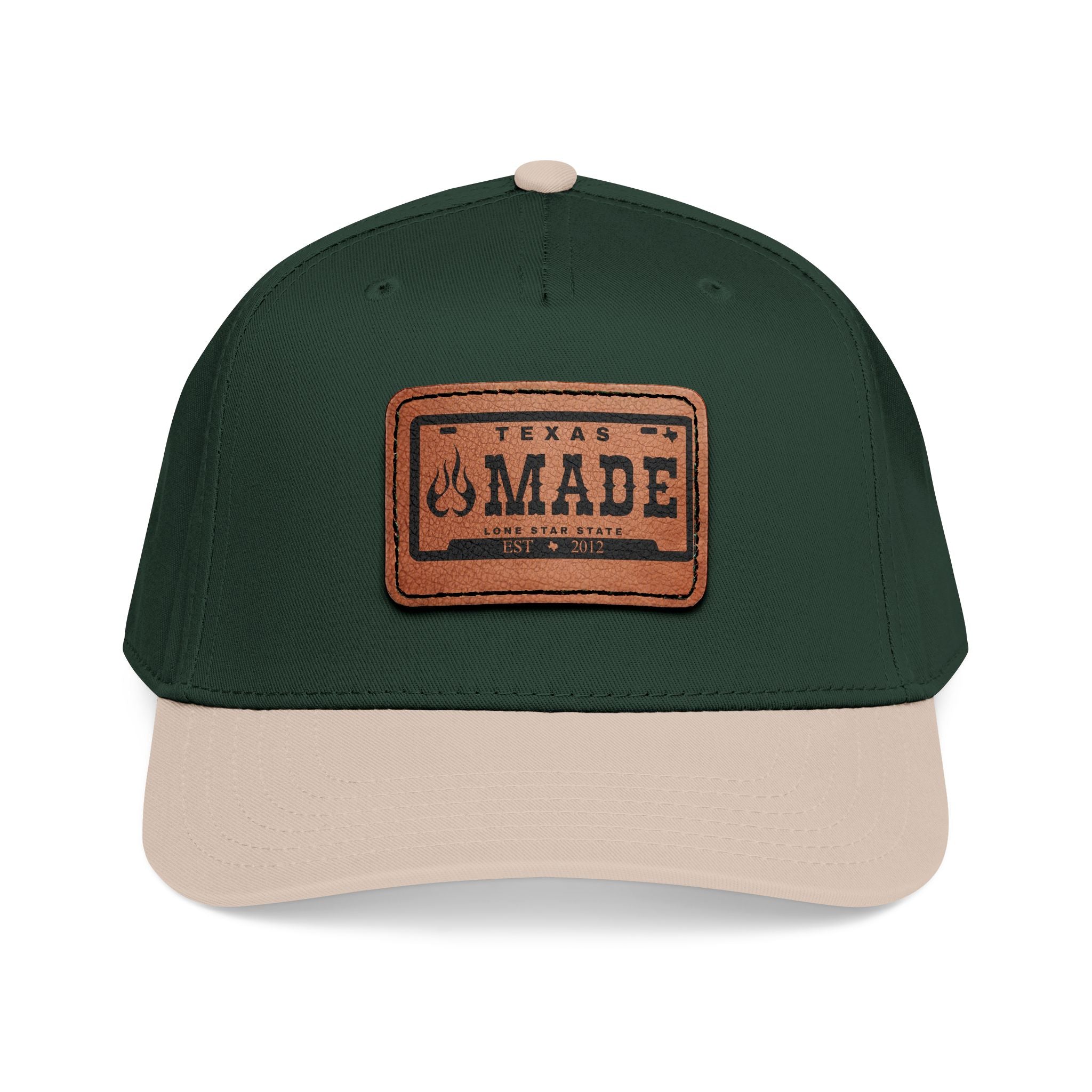 Mid Profile Baseball Cap with Leather Patch (Rectangle)