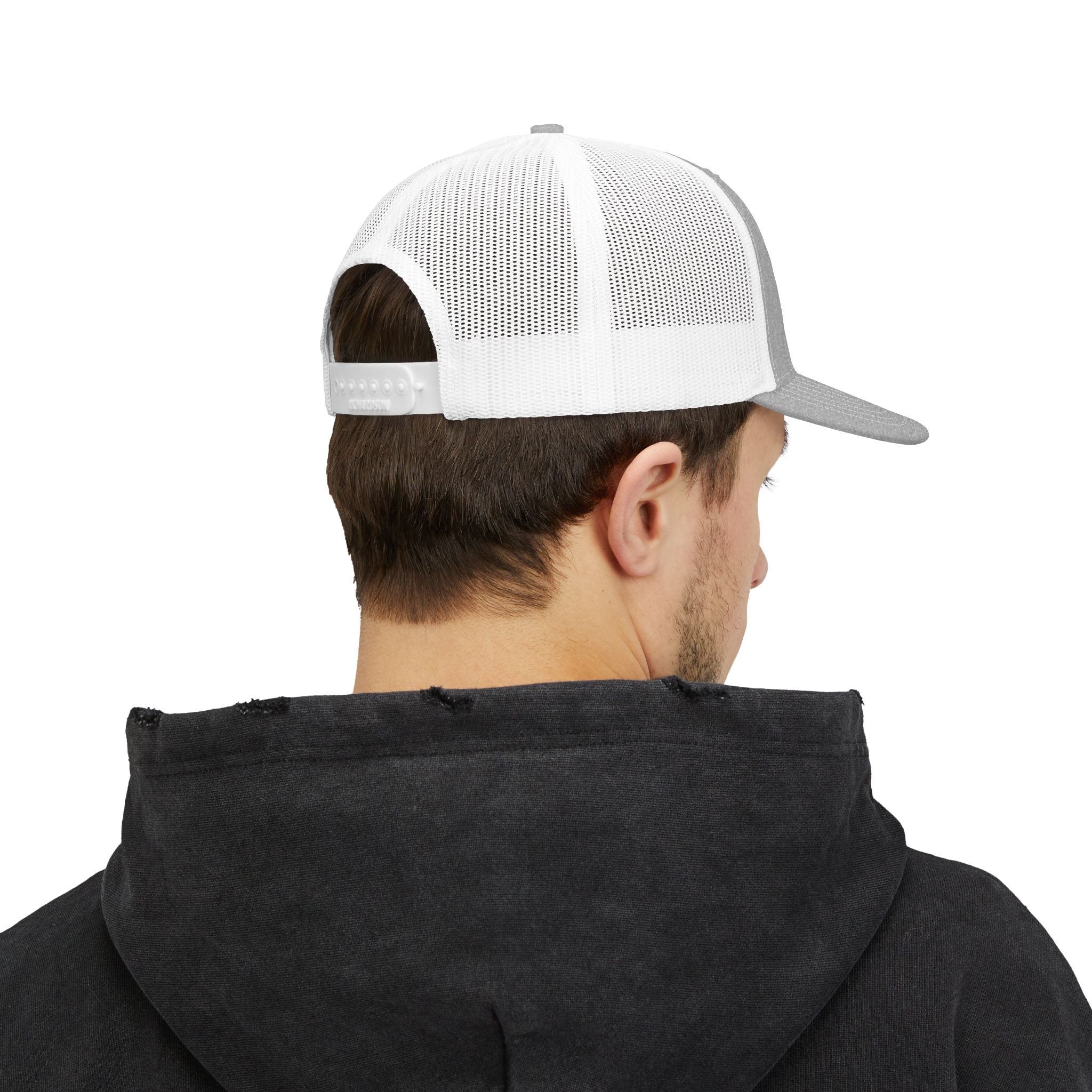 Flame Patch Trucker Cap — Retro Red Fire Embroidered Snapback
