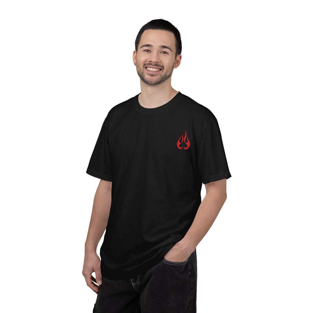 Blackjack Speed Shop T-Shirt — Retro Stripes & Flame Logo
