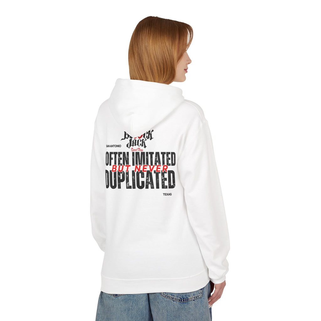 Hoodie — 'Often Imitated But Never Duplicated' Black Jack Graphic Hoodie
