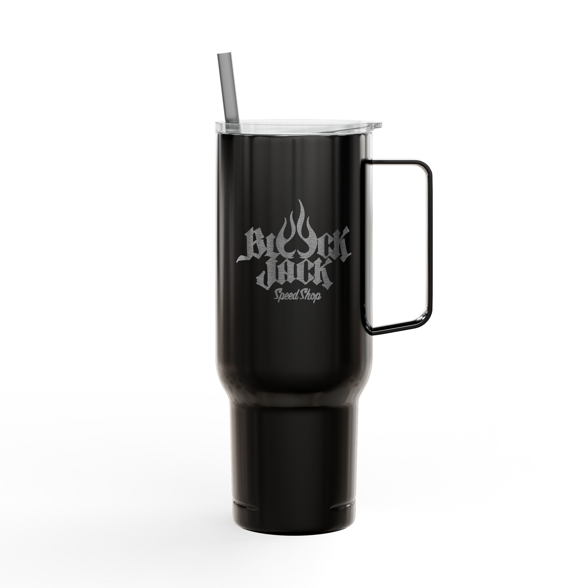 40oz Engraved Insulated Tumbler with Handle & Lid — Double-Wall Travel Mug
