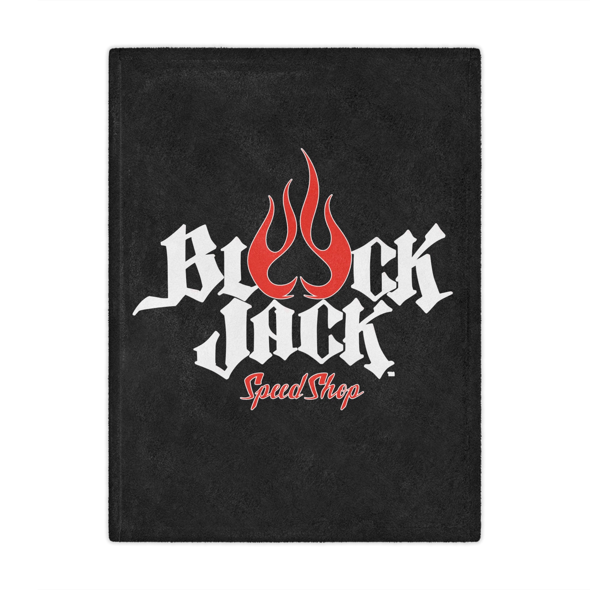 Minky Blanket - Black Jack Speed Shop Flame Logo Plush Throw