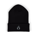 Embroidered Flame Cuffed Beanie – Minimalist Winter Knit Hat