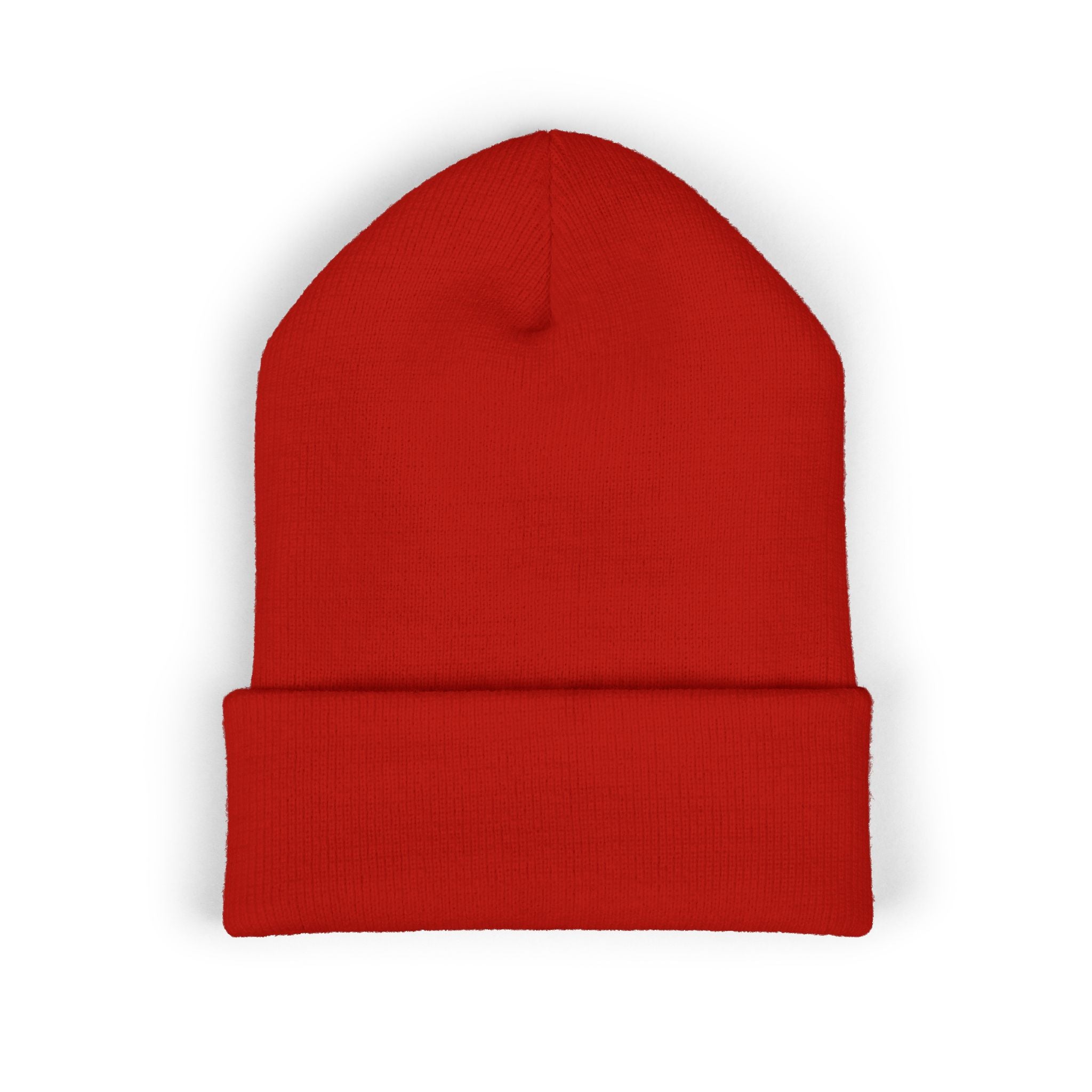 Embroidered Flame Cuffed Beanie – Minimalist Winter Knit Hat