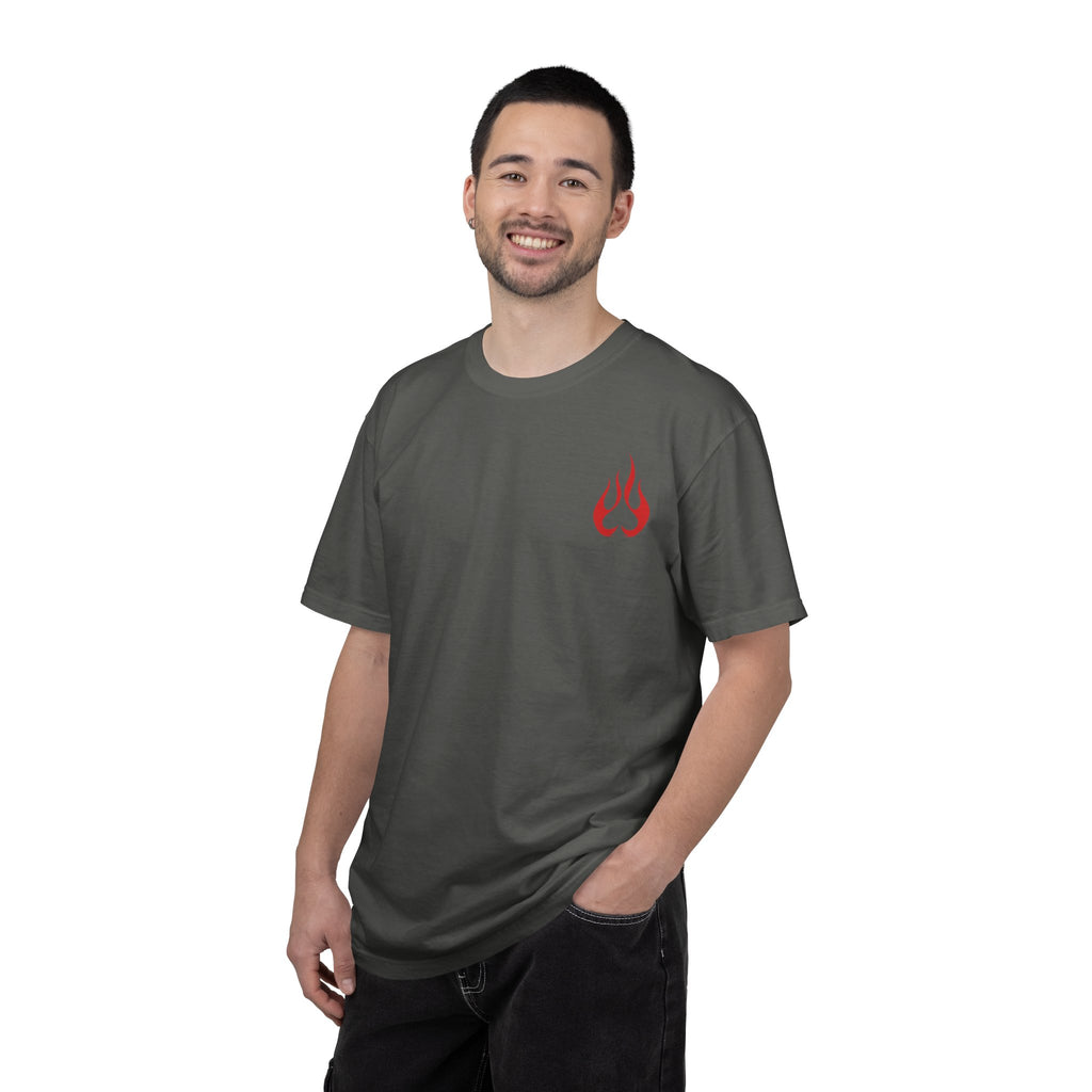 Blackjack Speed Shop T-Shirt — Retro Stripes & Flame Logo