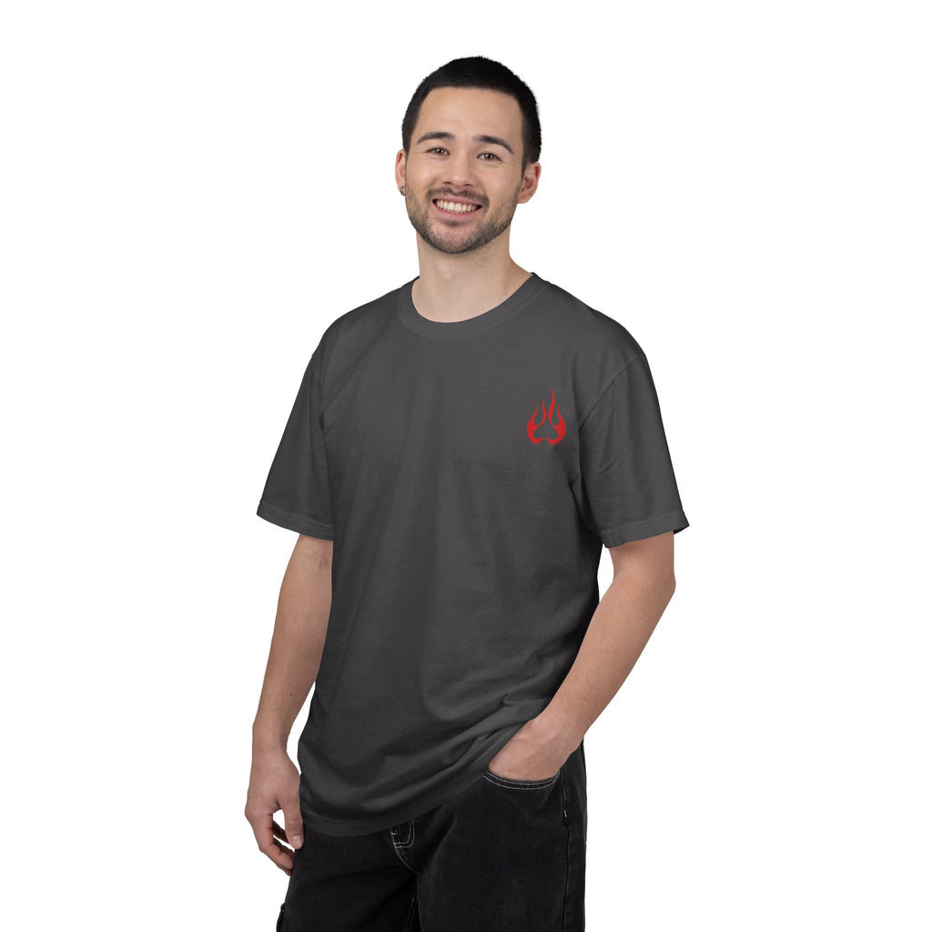 Blackjack Speed Shop T-Shirt — Retro Stripes & Flame Logo