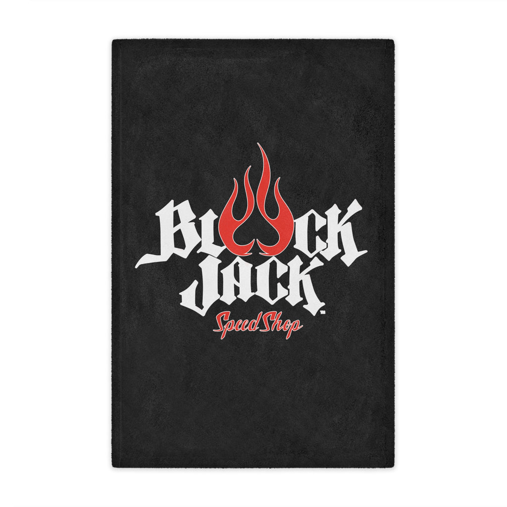 Minky Blanket - Black Jack Speed Shop Flame Logo Plush Throw